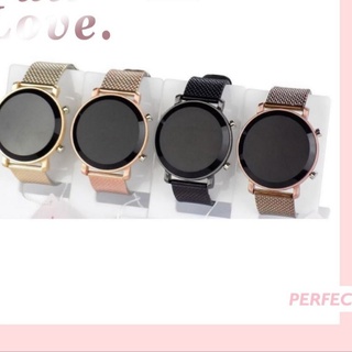 Relógio Feminino Digital Led Redondo Dourado e Rose breto prata Moda Blogueira