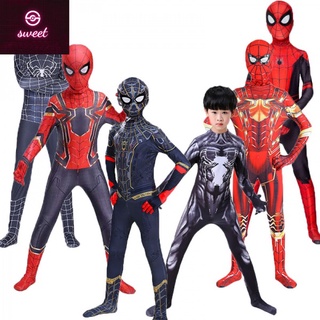 Superhero Spiderman Traje Bodysuit Para Crianças Spandex Zentai Halloween Homem Aranha Cosplay Macacão Estilo 3D