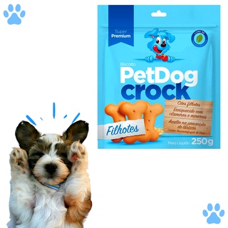 Biscoito para Cachorro Petisco Cães PetDog Crock Super Premium - Filhotes - 250 g