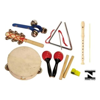Kit Percussão Infantil 8 Peças Shiny Toys com Flauta e Apito Kit Completo
