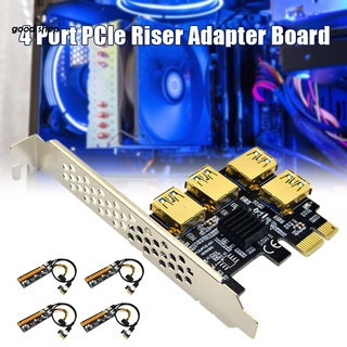 🌟 4 Port PCIe Riser Adapter Board PCI-E 1x to 4 USB 3.0 PCI-E Rabbet GPU