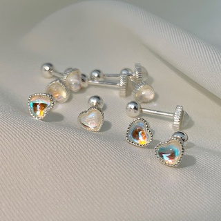 Brincos de coração de amor coloridos Mini brincos de orelha femininos novos e simples brincos de prata antialérgico da moda s925