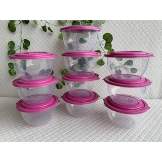 Kit 10 tapuer de plástico com tampa transparente 900ml vasilhas potes para cozinha / armazenamento freezer microondas