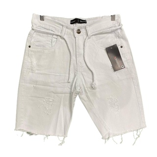 Bermuda Jeans Branca / Preta Masculina Rasgada Várias Cores