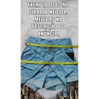 Short Jeans Feminino Cintura Alta Com Lycra (2)