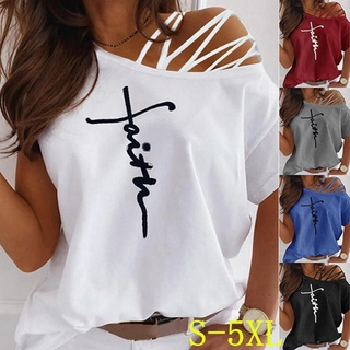 T-shirt Graphic T-Shirt Feminina Letter Impresso Casual Manga Curta T-shirt Sem Alças Solta Macia e Confortável Top de Verão (1)