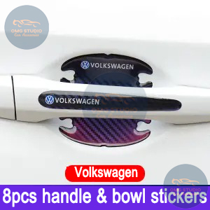8 Pcs Maçaneta Da Porta Descoloração De Fibra De Carbono Anti Scratch Protetor Para Volkswagen Vw Polo Golf Passat Tiguan