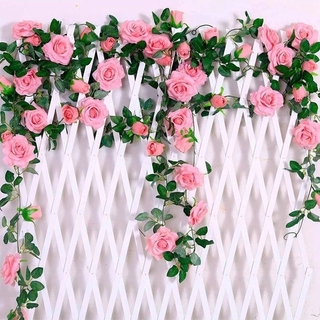 Colar de Rosa de Seda e Plástico Artificial 2.4m para Casamento e Decorações