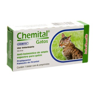 Vermífugo Chemital Gatos Com 4 Comprimidos