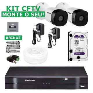 Kit CFTV Completo 2 Cameras Fonte Mhdx 1108 Intelbras Camera HD Original