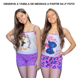 Pijama Feminino Juvenil Short Estampado / Baby Doll Feminino Juvenil Short Estampado / short doll / roupa de dormir