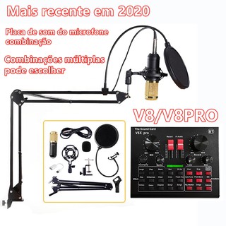 Bm-800 Conjunto V8 Placa De Som Condensador Microfone / Udio / Ktv Microfone Placa De Som V8 Para Celular Computador (1)