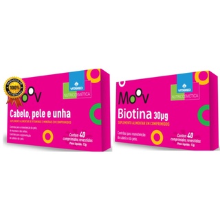 Cabelo pele e unha e Biotina Nutrição Vitaminas Kit com 2 Moov