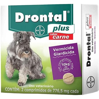Vermífugo Drontal Plus Carne Cães 10kg 2 Comprimidos Bayer