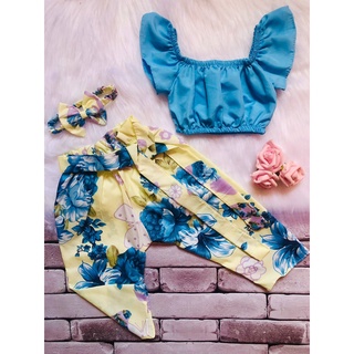 Conjunto calça blusa e tiara infantil completo para meninas moda blogueirinha (3)