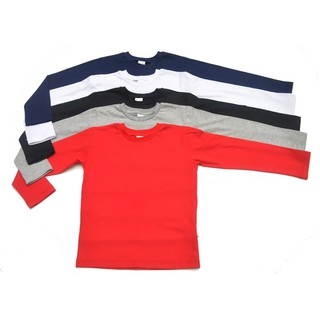 Camisa Básica infantil Menino e Menina Unisex Preta Branca Cinza Azul Vermelha Camiseta Manga Longa 100% algodão - Tamanhos : 1, 2, 3, 4, 6, 8, 10, 12, 14, 16 (3)