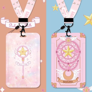 Anime Sakura Captor Cartão Caso Chaveiro Cordão Senhora Bonito Fun ID Card Pass Emblema Suporte Do Telefone Cosplay Adereços