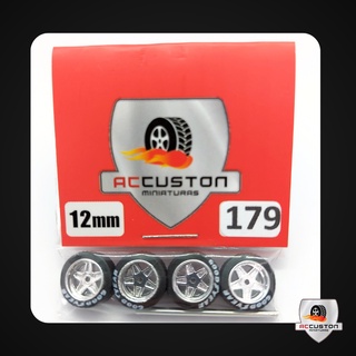 179 - Jogo de rodas para miniaturas 1:64 AC Custon / Cor Prata / Hot Wheels