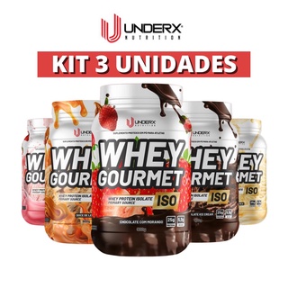 KIT 3 Whey Protein Gourmet Isolado UnderX 2.7KG (1)