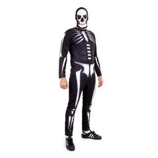 Fantasia Caveira Masculina Esqueleto Fortnite Skull Trooper de Halloween