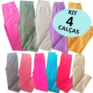 Kit 4 calças Leggings Básicas Infantil Menina