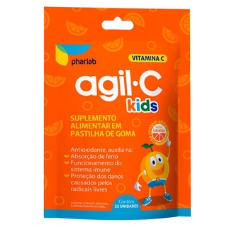 Vitamina C - Agil C Kids 30mg Sabor Laranja Sache com 25 Gomas