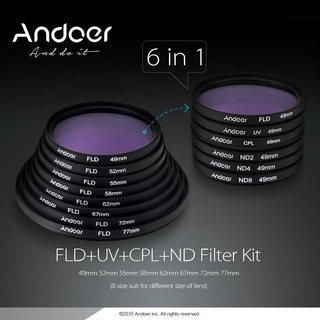 Filtro De Fotografia Andoer 67mm Uv + Cpl + Fld + Nd (Nd2 / Nd4 / Nd8) Para Kit De Filtro De Fotografia Ultravioleta / Filtro De Densidade Circular Para Dslrs (4)