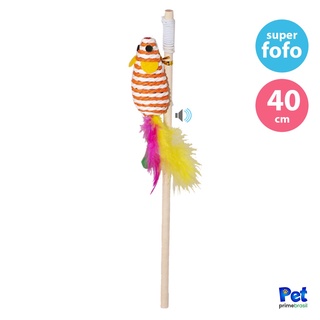 Brinquedo Pelúcia Varinha Rato Sisal com Penas 40 cm