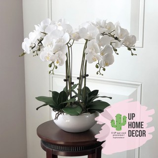 Planta Galho flor Orquídea branca artificial para arranjos e decoração da sua casa mesa de jantar centro de mesa/ casamento/ noivado/ noiva (1)
