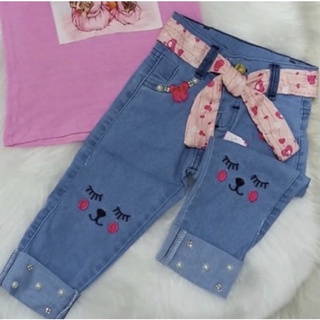 Calça jeans infantil feminina capri (1)