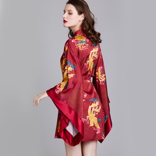 Robe De Seda Kimono Curto Feminino