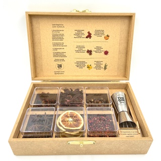 Kit de Gin Tônica em Caixa MDF com 6 especiarias e Dosador