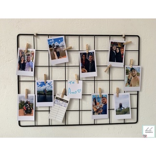 Memory Board tela aramada 40x40 + Fotos Polaroid + Prendedores de Madeira - Mural de fotos