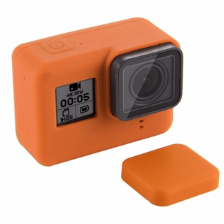 Capa e tampa silicone direto câmera GoPro 5-7 - laranja