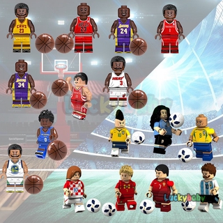 Lego Minifigures Bola De Futebol Jogadores Messi Ronaldo Beckham Jordan Kobe James Basketball Sportman Building Blocks Brinquedos Infantis