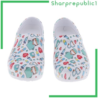 (Shpre1) 1 Par Sapato De Enfermagem Estampado Clássico Antiderrapante Confortável Impermeável Leve Resistente