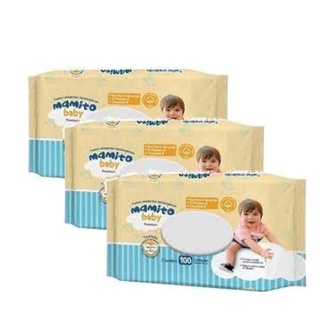Toalhas Umedecidas Mamito Baby Premium Kit 3 C/100 Folhas
