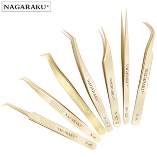 NAGARAKU Tweezers For Eyelash Extension Tweezers Volume Fans Eyelash Golden