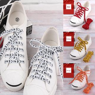 1 Par Cadarços com Letras Estampadas para Laço em Sapato sem Salto/Tênis de Lona (1)
