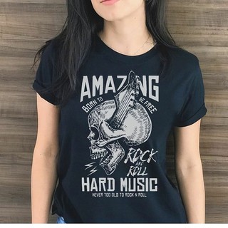 Camiseta T-shirt Blusinha Blusa Feminina Caveira Rock Estilo