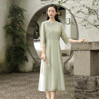 Nian Vestido Cheongsam Feminino Estilo Chinês Artístico Para Apresentação De Palco/Primavera/Verão L5601