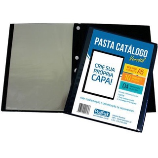 Pasta catálogo c/ 10 envelopes a5 azul Plastpark
