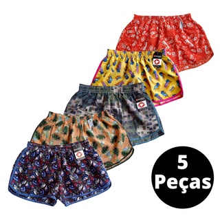 Kit com 05 Shorts Tactel Feminino Estampado Praia Adulto