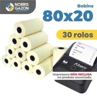 30 Bobinas térmicas 80x20 p/mini impressora
