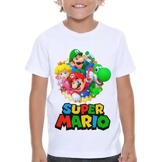 Camiseta Branca Infantil Mario Bros