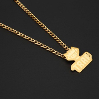 Free Fire Necklace “Trap” Pattern Golden Cool Hip Hop Funky Punk 60cm+5cmTail Chain (5)