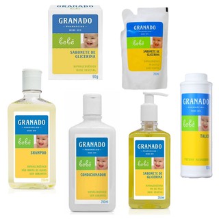 Kit Granado Bebê Tradicional Shampoo+Condicionador+Sabonete em Barra e Liquido+Talco+Refil