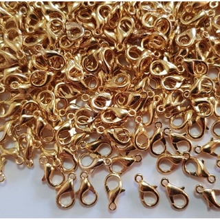 10 Fecho Lagosta Zamak 12mm, Cor (Dourado), Para correntes pulseiras bijuterias no geral