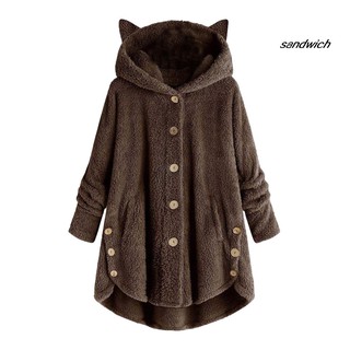 casacos feminino de inverno Com Capuz Cardigan De Lã Com Orelhas (6)