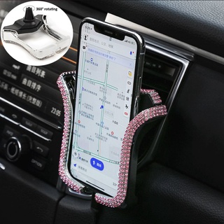 Yue 1Pcs Fashion Universal Car Mobile Phone Holder Air Vent Bracket Rhinestone Non-Magnetic Cell Phone Holder (1)